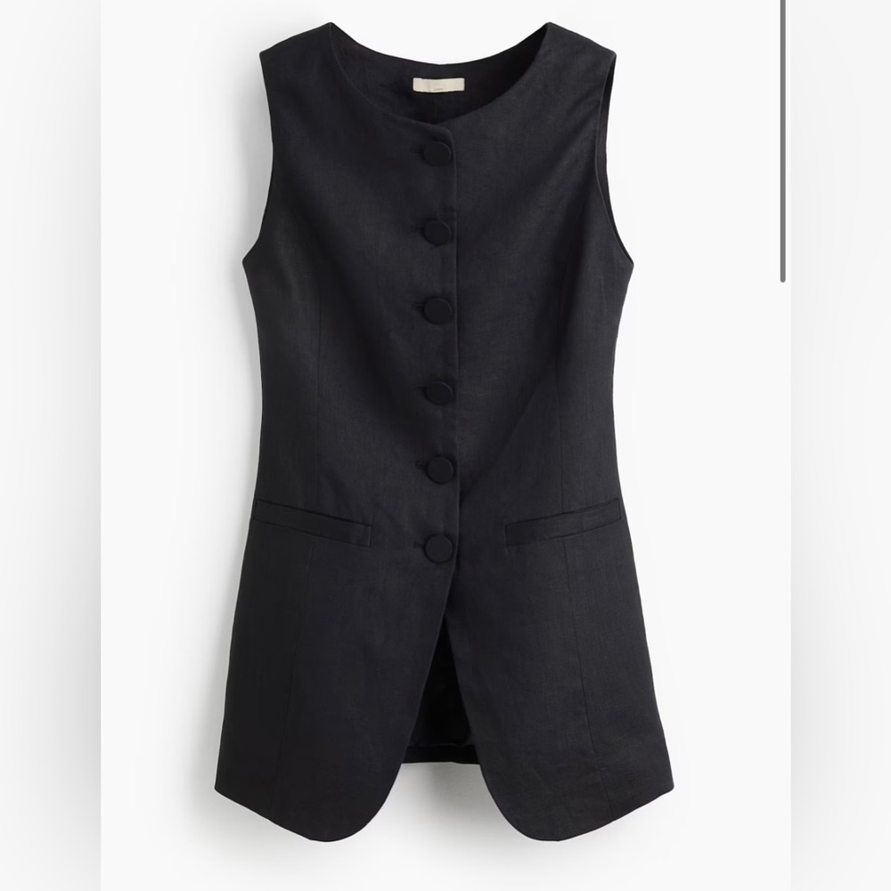 H&M Black LINEN SUIT WAISTCOAT Size Large